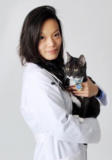 Andrea And Hazelnut (small File) Cropped (2) Doctor Andrea holding black and white cat